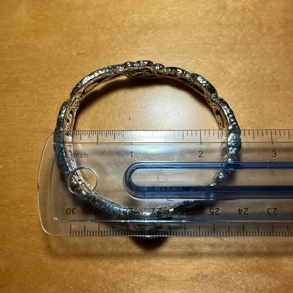 Sarda Blue Cultured Mabe Pearl Silver Tree Of Life Bangle Bracelet - Picture 15 of 16